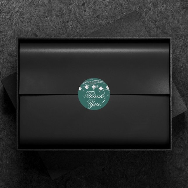 Sticker Rond Fleur de Lis Green | Merci des feux de fée rustiqu (Créateur téléchargé)