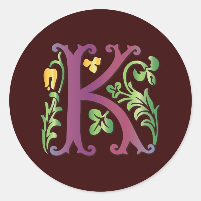 Sticker Rond Fleur de lis K Monogramme (Devant)