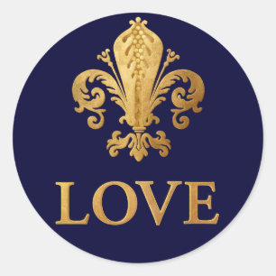 Sticker Rond Fleur de lis Love