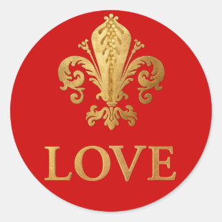Sticker Rond Fleur de lis Love