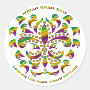 Sticker Rond Fleur de lis Mardi Gras 2011 V-1