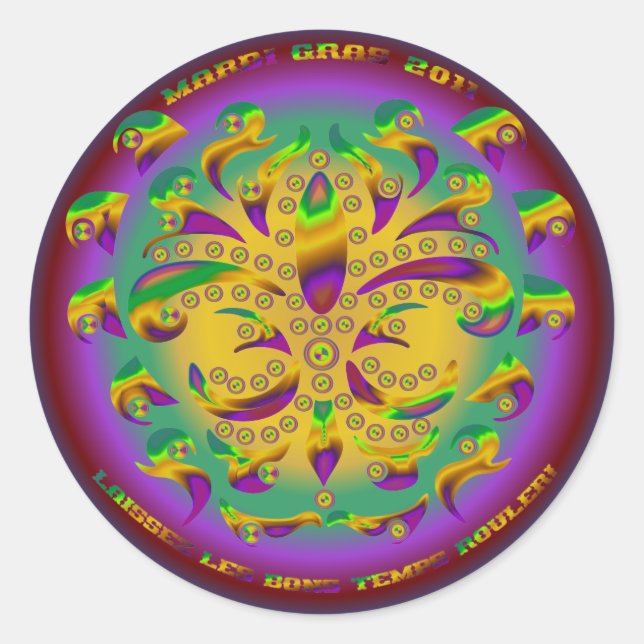 Sticker Rond Fleur de lis Mardi Gras 2011 V-1 (Devant)