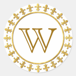 Sticker Rond Fleur de lis Monogramme personnalisable