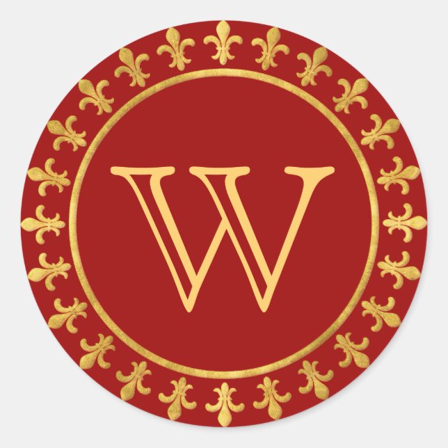 Sticker Rond Fleur de lis Monogramme personnalisable (Devant)