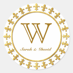 Sticker Rond Fleur de lis Monogramme personnalisable