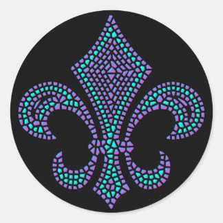 Sticker Rond Fleur De Lis Mosaic Bevel Pastel