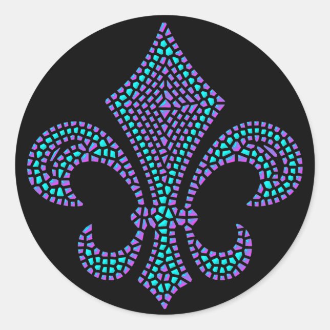 Sticker Rond Fleur De Lis Mosaic Bevel Pastel (Devant)