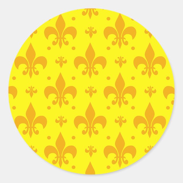 Sticker Rond Fleur de lis Motif jaune (Devant)