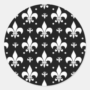 Sticker Rond Fleur de lis noir design Motif