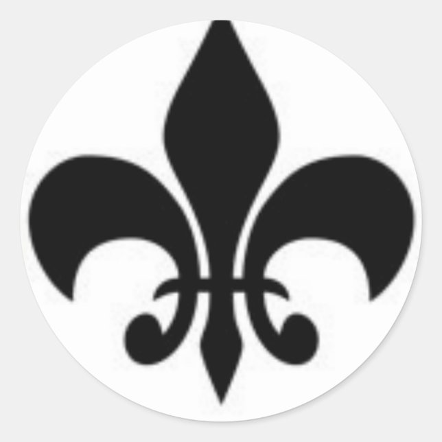 Sticker Rond Fleur De Lis Noir Et Blanc (Devant)