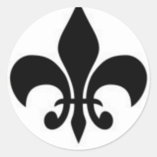 Sticker Rond Fleur De Lis Noir Et Blanc