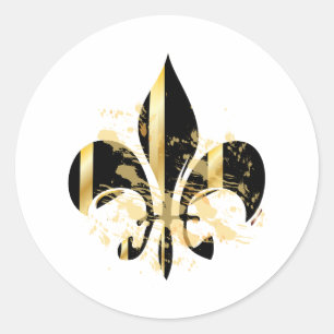Sticker Rond Fleur de Lis noir et or