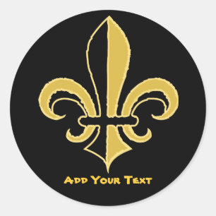 Sticker Rond Fleur de lis noir et or