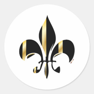 Sticker Rond Fleur de Lis noir et or