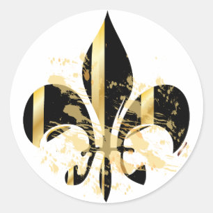 Sticker Rond Fleur de Lis noir et or