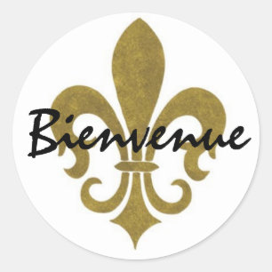 Sticker Rond fleur de lis or, Bienvenue