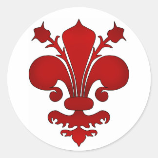 Sticker Rond Fleur de lis rouge foncé
