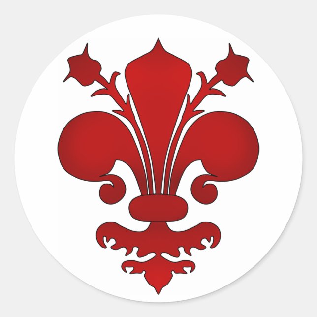 Sticker Rond Fleur de lis rouge foncé (Devant)