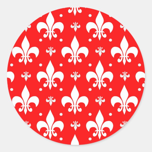 Sticker Rond Fleur de lis rouge Motif (Devant)