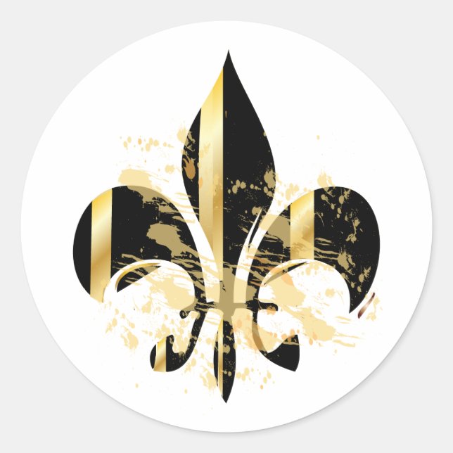 Sticker Rond Fleur de Lis, texte personnalisable (Devant)