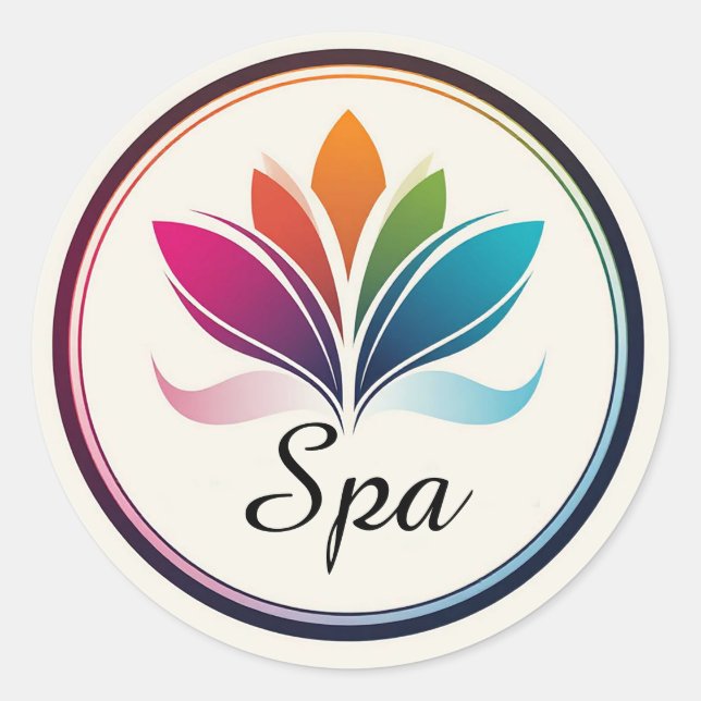 Sticker Rond 🌈 Fleur de Lotus Abstraite pour Marque de Logo Pe (Devant)