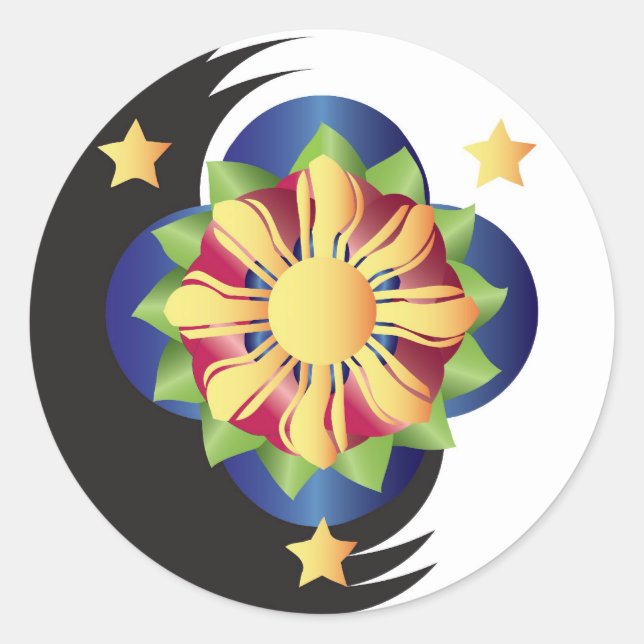 Sticker Rond Fleur de Lotus aux Philippines Mandala (Devant)