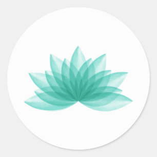 Sticker Rond Fleur de Lotus de couleur turquoise