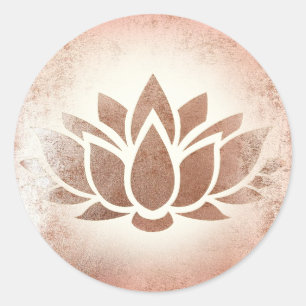 Sticker Rond Fleur de lotus d'or rose