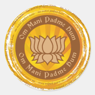 Sticker Rond Fleur de Lotus du mantra tibétain