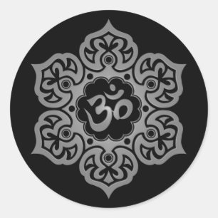Sticker Rond Fleur de Lotus foncée OM