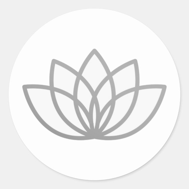 Sticker Rond Fleur de Lotus Gris Cute Essentiel (Devant)