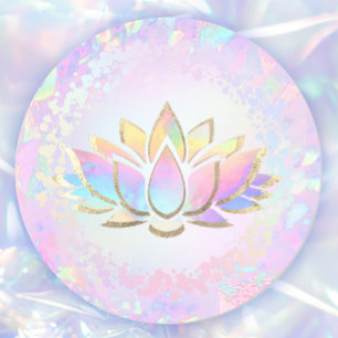 Sticker Rond fleur de lotus holographique