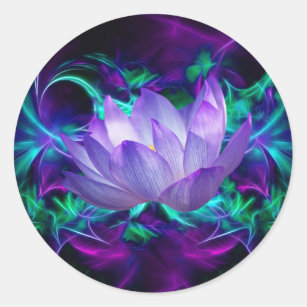 Sticker Rond Fleur de lotus pourpre et sa signification
