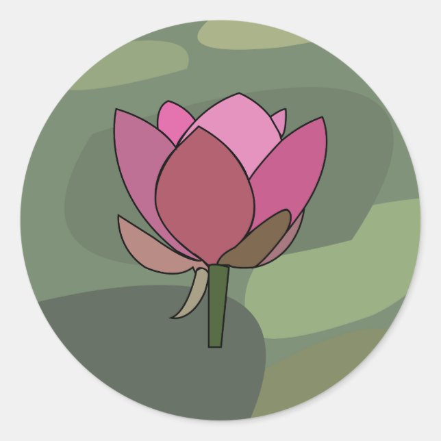 Sticker Rond Fleur de lotus rose  (Devant)