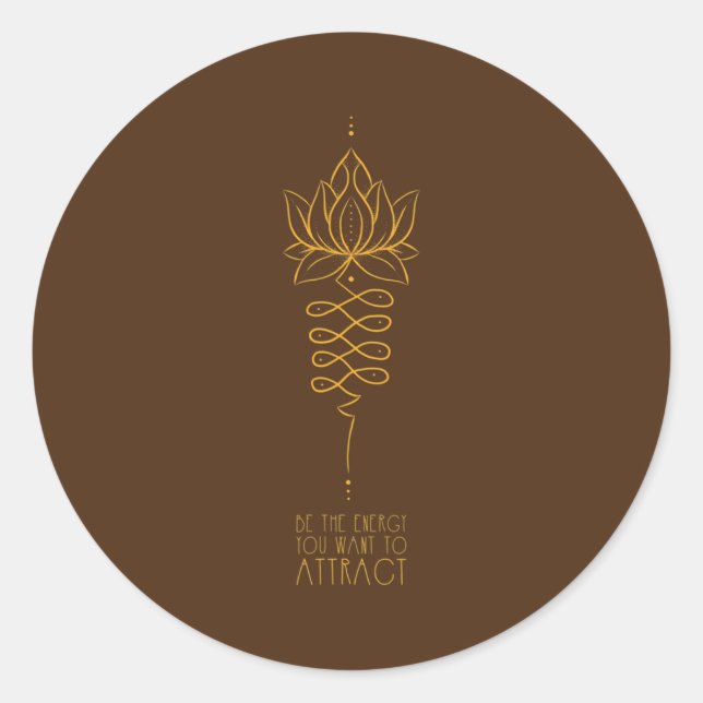 Sticker Rond Fleur de Lotus Unalome Soyez la Méditation de l'Én (Devant)