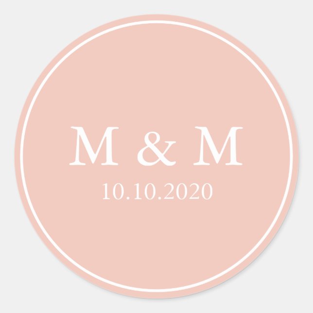 Sticker Rond Fleur de lune | Monogramme classique Mariage (Devant)