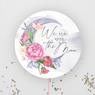 Sticker Rond Fleur de lune pour une baby shower