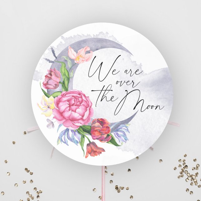 Sticker Rond Fleur de lune pour une baby shower (Créateur téléchargé)