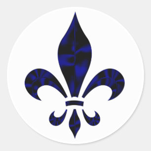 Sticker Rond Fleur De Lys Bleu