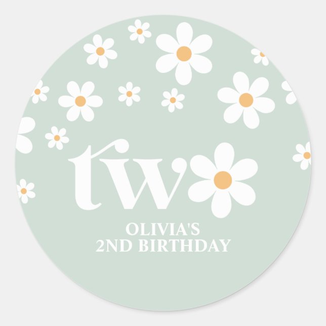 Sticker Rond Fleur de marguerite 2ème anniversaire (Devant)