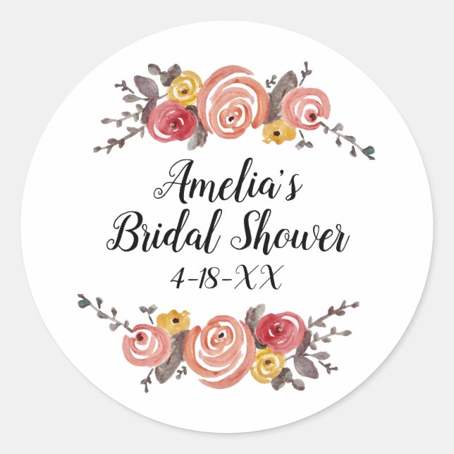Sticker Rond Fleur de mariage personnalisée (Devant)