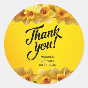 Sticker Rond Fleur de naissance personnalisable de mars, jonqui