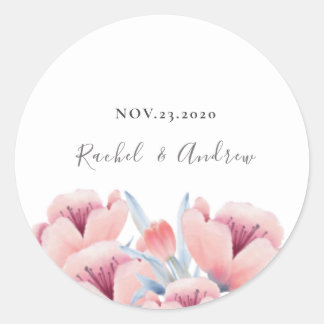Sticker Rond Fleur de pêche | Enveloppe Faire-part de mariage f