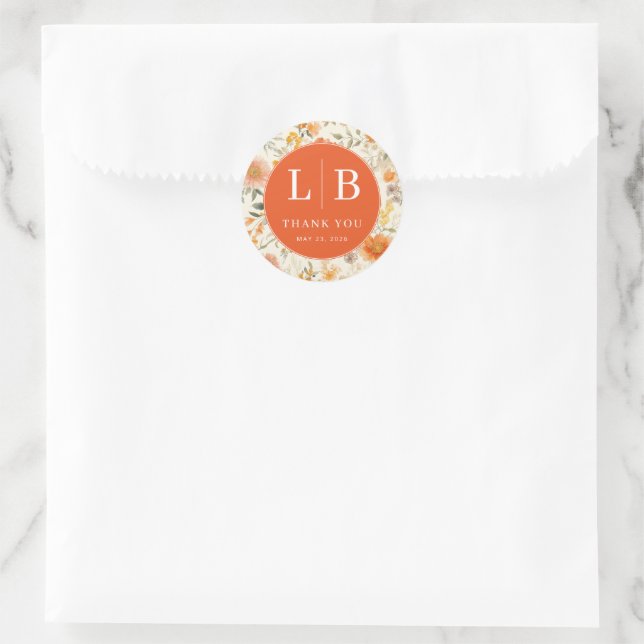 Sticker Rond Fleur de Pêche Reconnaissante (Sac)