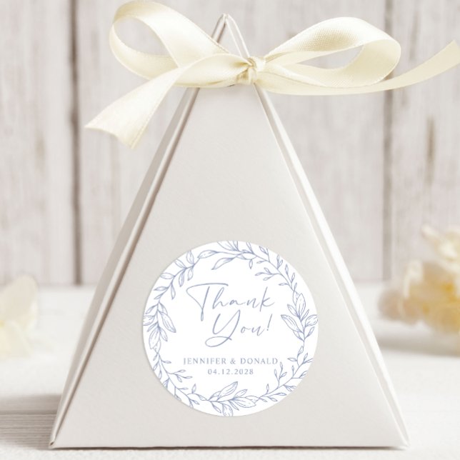 Sticker Rond Fleur de Pervenche Mariage Simple Merci (Créateur téléchargé)
