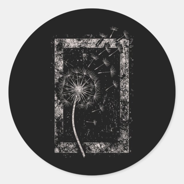 Sticker Rond Fleur de pissenlit Grunge Alt Alternative Goth Got (Devant)