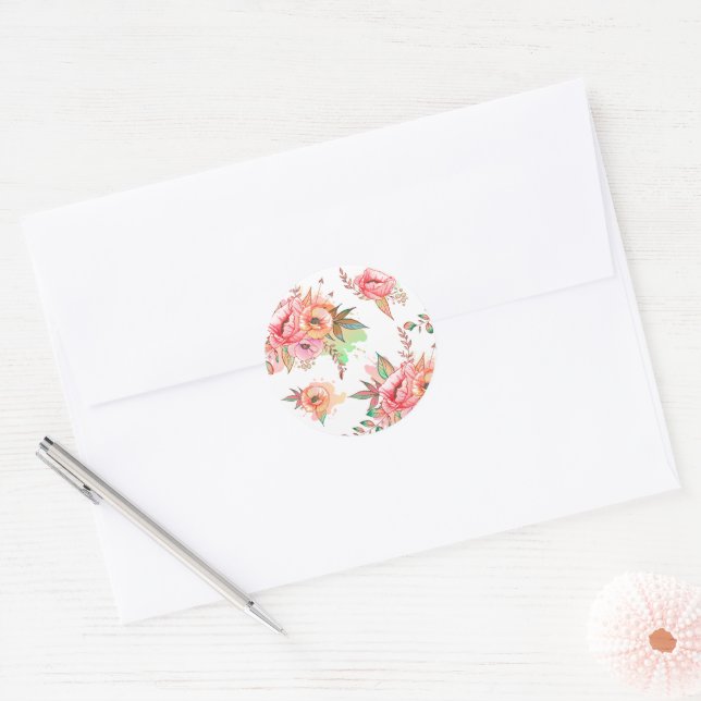 Sticker Rond fleur de printemps (Enveloppe)