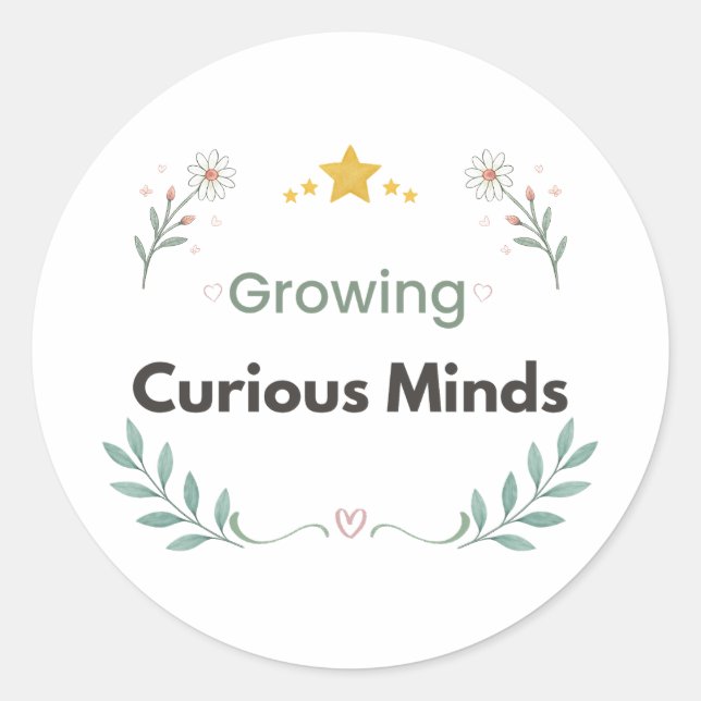 Sticker Rond Fleur de professeur Esprits curieux en devenir  (Devant)