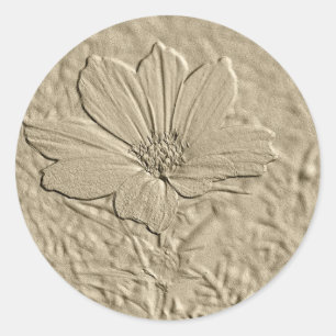 Sticker Rond Fleur de relief de cosmos d'or de regard