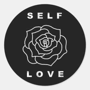 Sticker Rond Fleur de rose d'amour propre Yoga Santé Heureux Po